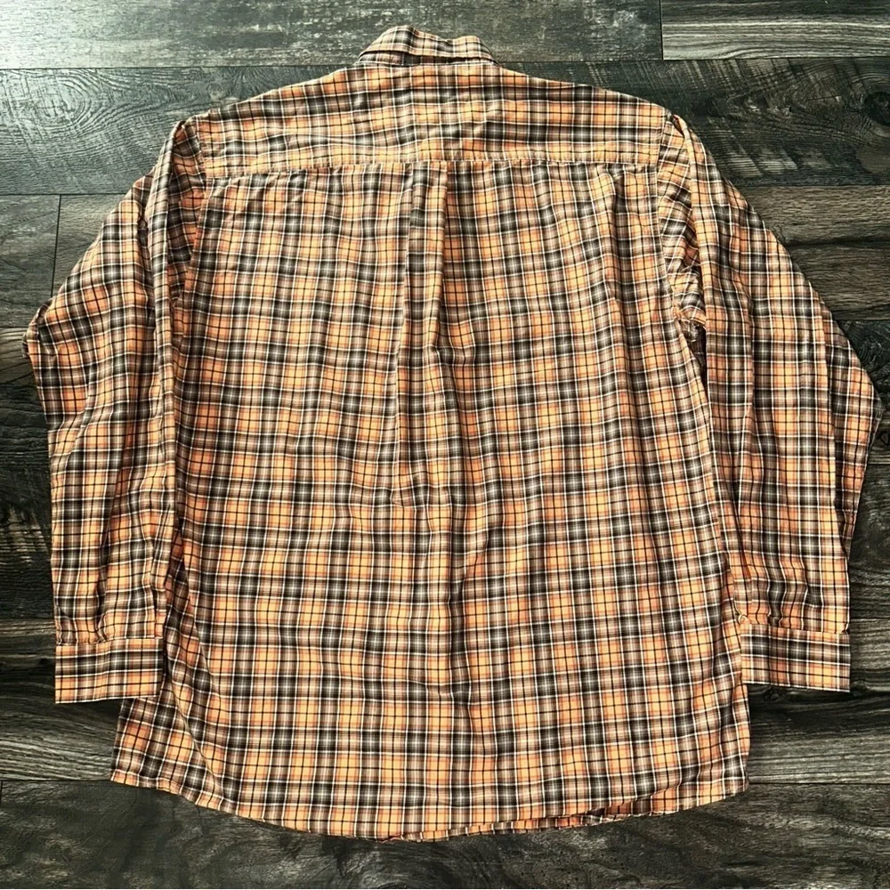 Cinch Men's Orange Plaid Shirt Long Sleeve Cowboy Button Up Large